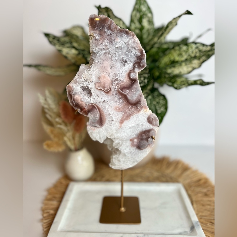 Polished Pink Amethyst on Stand